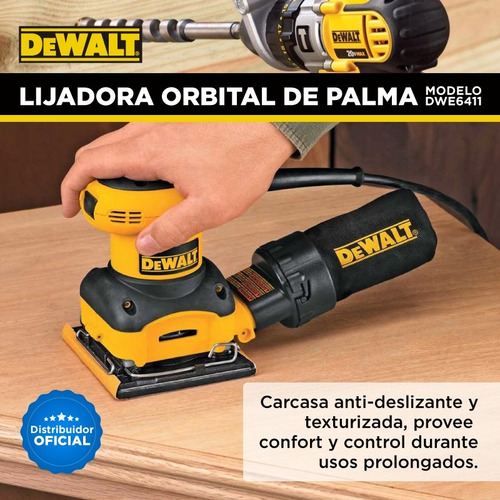 Lijadora De Palma Orbital Dewalt Dwe6411 1/4 Hoja 230w
