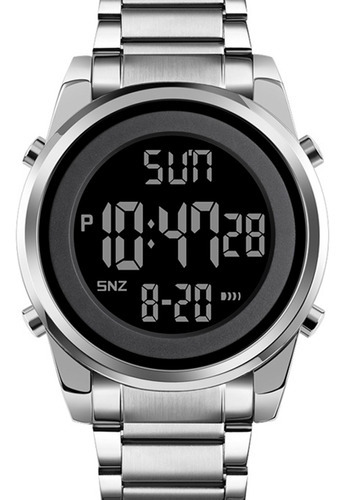 Imagen 1 de 8 de Reloj Elegante Burk 1611 Digital Cronometro Alarma Luz ! Color De La Malla Plateado