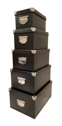 Cajas Organizadoras Negras Set De 5 Hogar Decoración