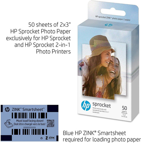 Imagen 2 de 9 de 50 Hojas Papel Fotografico Adhesivo Hp Sprocket 5x7,6 Cm