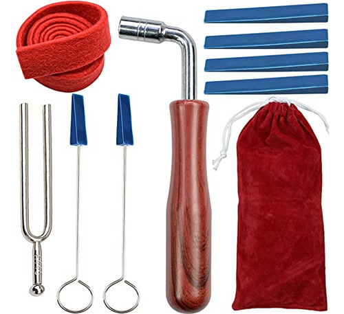 Kit De Afinación De Piano Profesional, Juego De Silencios De Goma, Incluye 9 Herramientas De Afinación Para Afinación De Piano Con Afinador