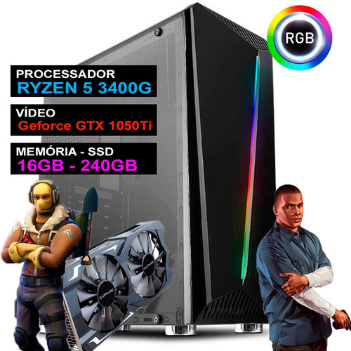 Pc Gamer Computador Completo Ryzen 5 Placa Geforce Gtx Ssd