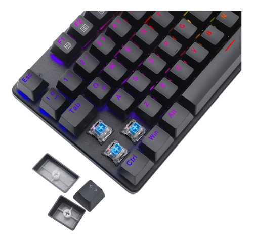 Teclado gamer T-Dagger Bora T-TGK315 QWERTY T-Dagger Blue español color negro con luz RGB