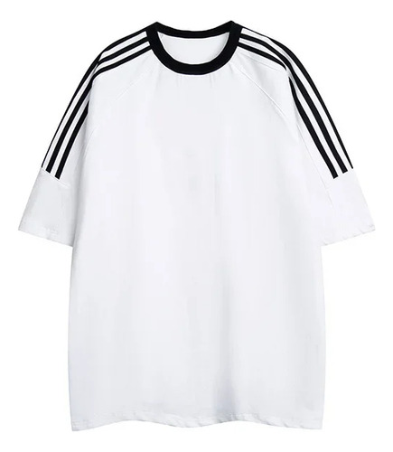 Camiseta Casual Retro De Algodón Con Tres Barras, Unisex, Pa