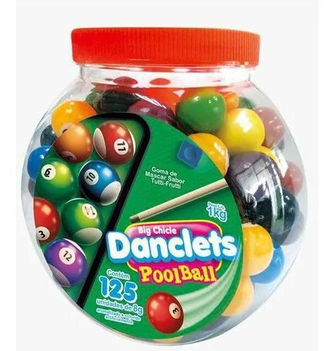 Chiclete Danclets Pool Ball C/125un 8gr - Danilla