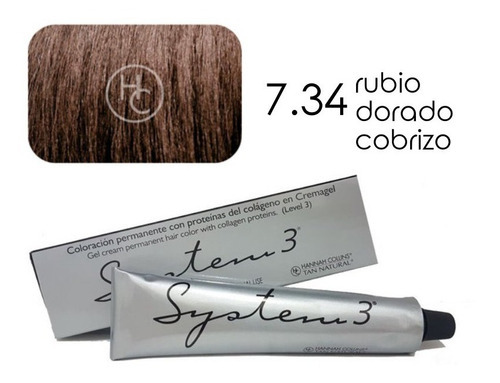 Tintura System 3 Coloracion Permanente 60 G Tono 7.34 rubio dorado cobrizo