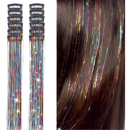 12 Extensiones De Cabello De Oropel Con Clip De Oropel Con P