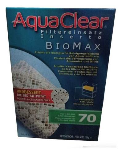 Repuesto Filtro Aquaclear 70 Bio-max Zeolita 125 Grs Acuario