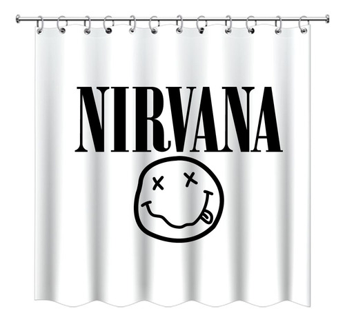 Cortina De Baño. Nirvana + Protector Y Ganchos