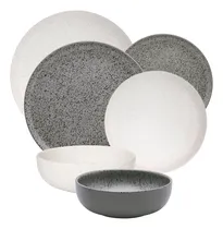 Comprar Juego Vajilla Platos Bowls Flat Gray Y Baunilha Oxford X18