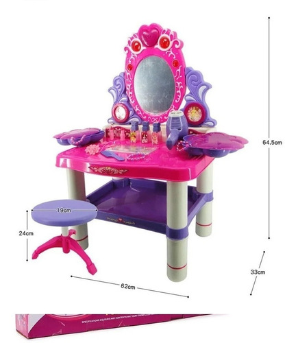 Imagen 3 de 4 de Juguete Tocador Con Luces Y Sonidos Y Accesorios -rosado
