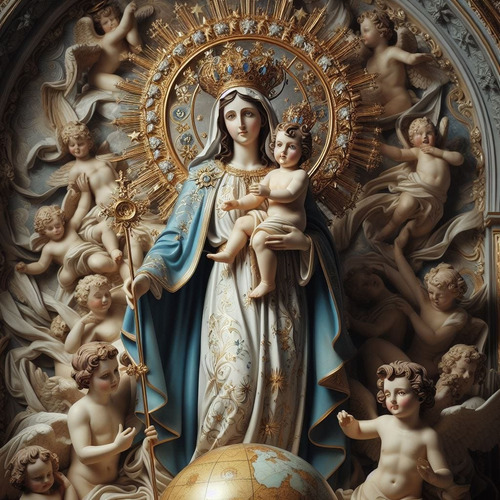 Obra Arte Digital Virgen María Auxiliadora V2 50x50cm Única