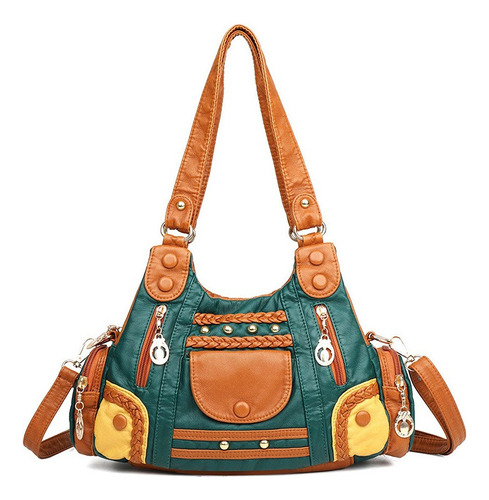 Bandoleras Mujer Bolso Tote Colorblock De Piel Alta Calidad