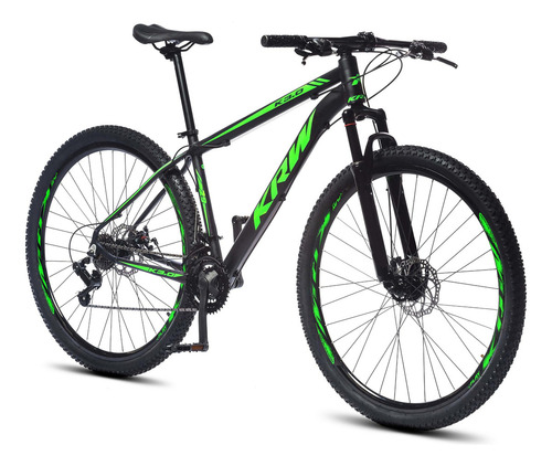Bicicleta Aro 29 Krw Alum Shimano Tz 24vel Freio A Disco S40 Cor Preto/verde Fosco