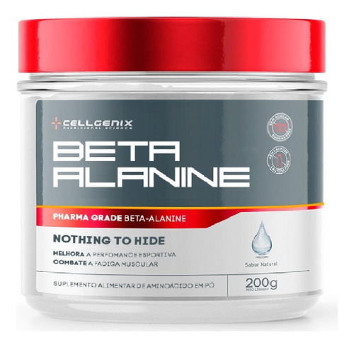 Beta Alanina 100% Pura 200g - Cellgenix Nutritional Sabor Natural