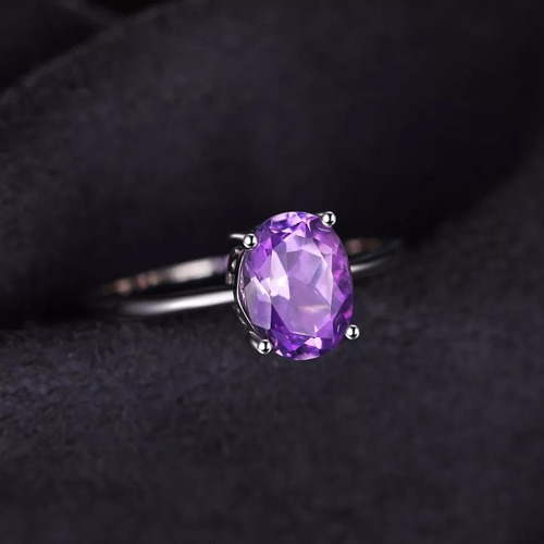 Anillo Para Mujer Amatista Natural Fabricado En Plata 925