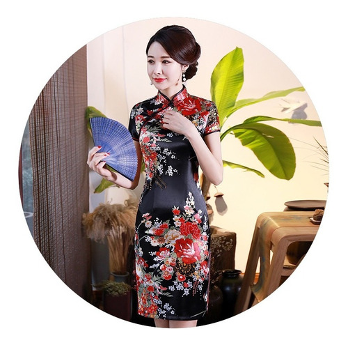 Vestido Chino Tradicional Qipao Adorno Dragones Cheongsam