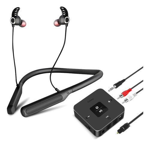 Golvery - Transmisor De Auriculares Bluetooth Para Ver Tv, Banda Para El Cuello, Auriculares Estéreo Inalámbricos Con Adaptador De Transmisor Para Televisores Auxiliares Rca Digitales Ópticos De 3,5