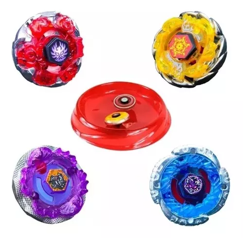 Kit com 4 pioes beyblade fight top metal lancador toy king