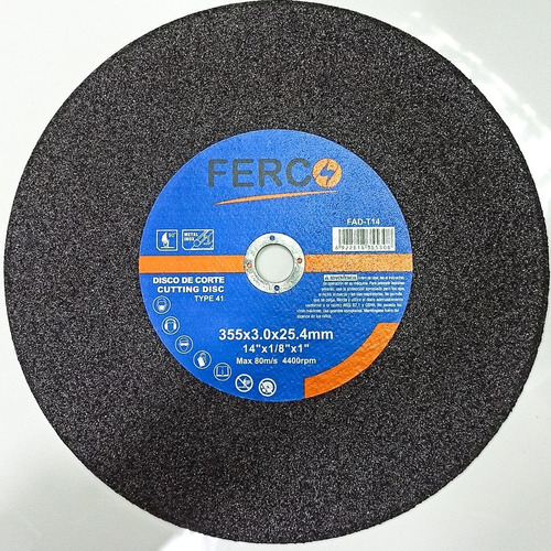 Disco De Corte Metal 14'' X 1/8'' X 1'' Tronzadora Ferco.