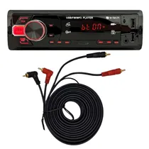 Comprar Aparelho Som Automotivo E-tech Light Com 2 Usb Mp3 Bluetooth Leitor Cartão Sd Radio Fm + Cabo Rca 5 Metros Emborrachado Tnt Full