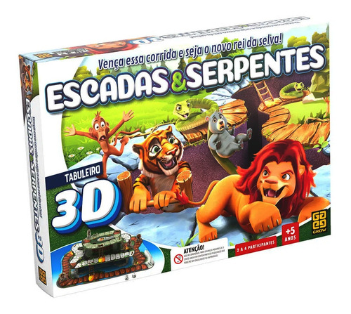 Jogo De Tabuleiro Escadas & Serpentes Em 3d Da Grow 03943
