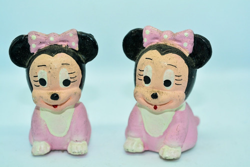2 Bebé Mini Minnie Porcelana Fria  4x5cm Art Usado Por Los 2
