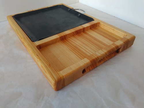 Imagen 2 de 8 de Parriila Tabla Madera Carnes 25 X 37cm Sin Logo