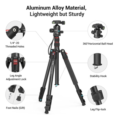 Trípode De Cámara Smallrig, 71 Aluminio Plegable 360 ° De