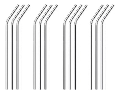 12 Pz/ Popotes Acero Inoxidable 21cm