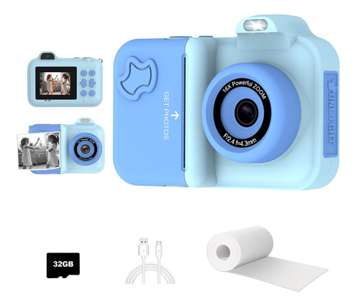 Cámara Infantil Misirun Instant Print 1080p Hd 32 Gb A Parti