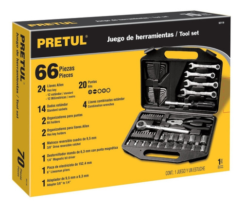 Imagen 5 de 8 de Juego Kit Tubos Y Llaves 70 Piezas Pretul Set-70 Estuche