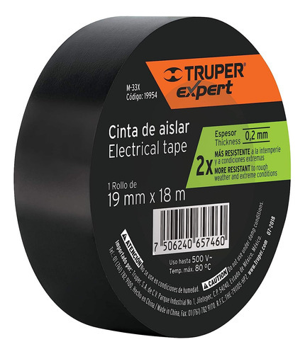 Truper M-33x, Cinta De Aislar 19mm X 18m Truper Expert