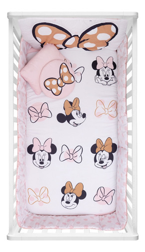 edredon para cuna cama cuna corral Adorable Minnie disney set de 6 piezas para cuna de 80 x 140 cm