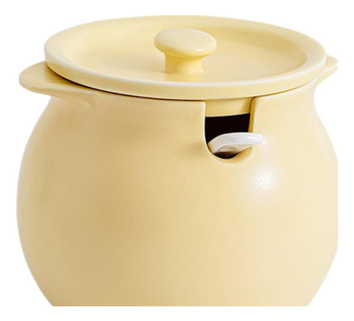 Elegante Juego De Botes De Cerámica Con Cuchara: M Amarillo
