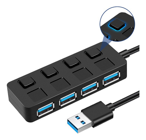 Conmutador Usb 3.0 Con Botón De 4 Puertos, Divisor Usb 1 A 4