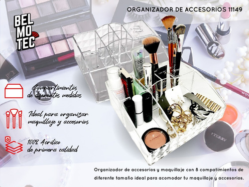 Organizador Porta Accesorios Acrílico Maquillaje Pieza Pince
