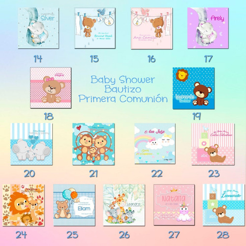 25 Cojín De 20 X 20 Cm Para Recuerdo: Bautizo, Babyshower