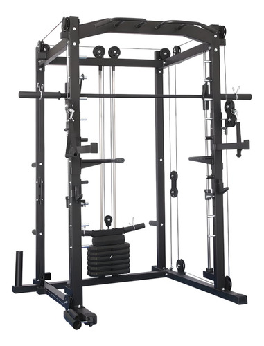 Smith Machine Con Peso Integrado + Banca + Set De Discos