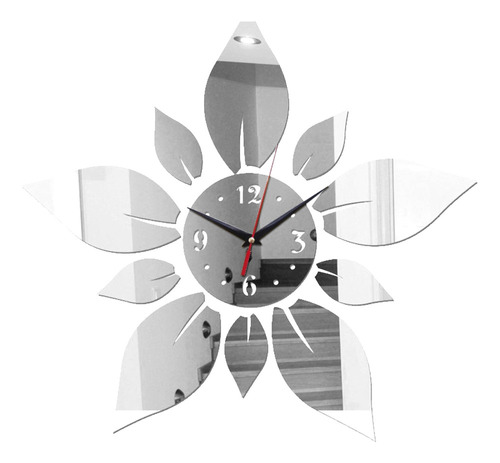 (w) Reloj De Pared Adhesivo Con Espejo En Forma De Girasol,