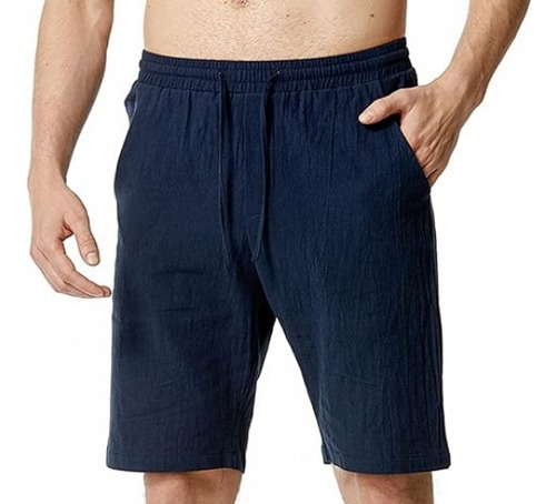 Short, Pantalón De Algodón Y Lino Para Hombre Playa