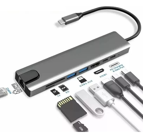 Usb C Hub Adaptador Hdmi 4k Micro Sd Win Lin