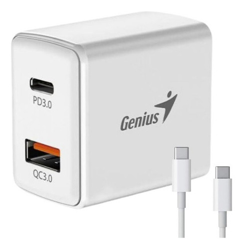 Carga Rápida Genius Pd-20acp Usb 3.0 + Cable Usb-c 20w 5v 3a