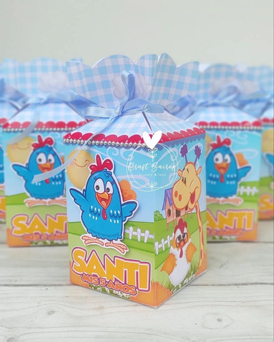 10 Cajas Golosineras Personalizadas Gallina Pintadita, Craft