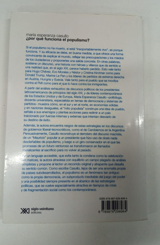 ¿ Por Que Funciona El Populismo ? Maria Esperanza Casullo (Usado)