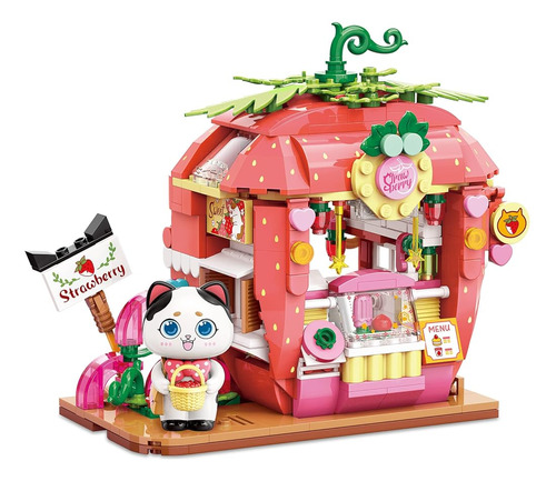 Toy Player Cat Strawberry House Building Set, Friends House,