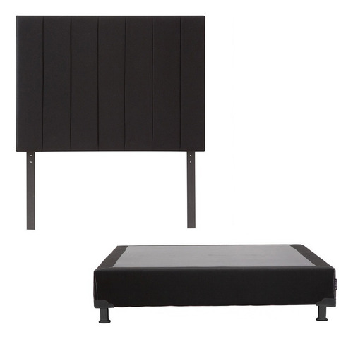 Cabecera Matrimonial Dicasa Argos Negro + Box Dicasa Black