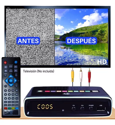 Decodificador Sintonizador Digital Multimedia Full HD 1080P para TV con  Control Remoto Entradas HDMI AV y Coaxial Señal Digital a Analógica