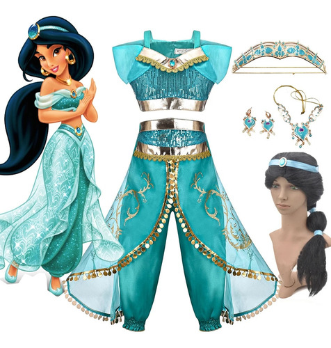 Set De Cosplay De La Princesa Jasmine Para Niña De Aladdin