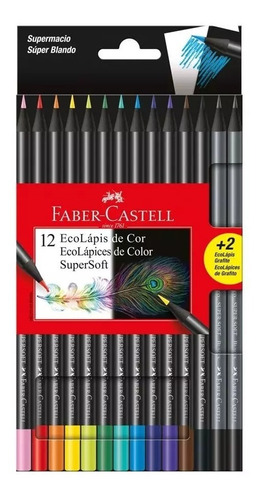 Lapices De Color Faber Castell Super Soft X12 Colores +2  